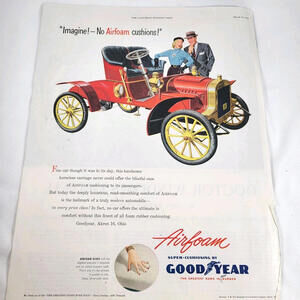 1952 OLD MAGAZINE PRINT AD, AIRFOAM, GOOYEAR SUPER-CUSHIONING, ANTIQUE CAR ART!